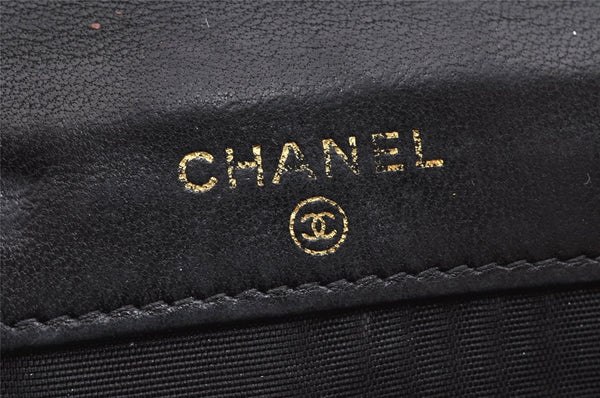 Authentic CHANEL Vintage Caviar Skin CC Logo Bifold Wallet Purse Black 1592K