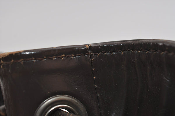 Authentic GUCCI Bamboo Shoulder Hand Bag Nylon Leather Khaki Green Brown 1594I