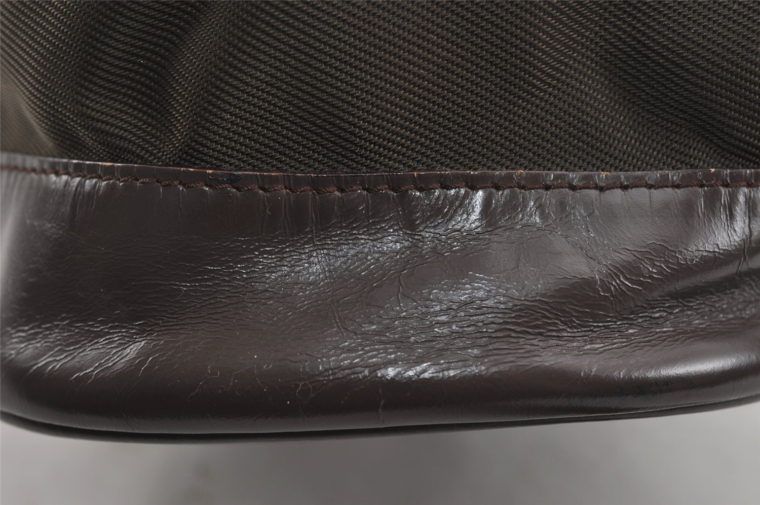 Authentic GUCCI Bamboo Shoulder Hand Bag Nylon Leather Khaki Green Brown 1594I