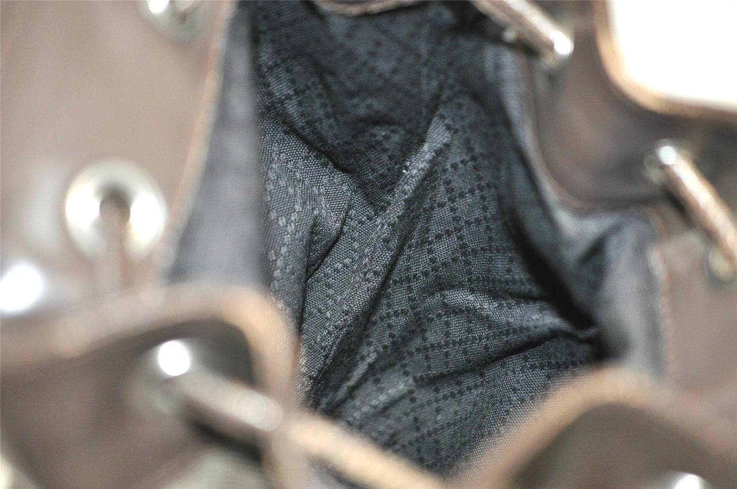 Authentic GUCCI Bamboo Shoulder Hand Bag Nylon Leather Khaki Green Brown 1594I