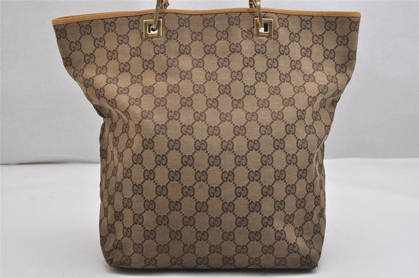 Authentic GUCCI Shoulder Tote Bag GG Canvas Leather 0021098 Brown Junk 1595K