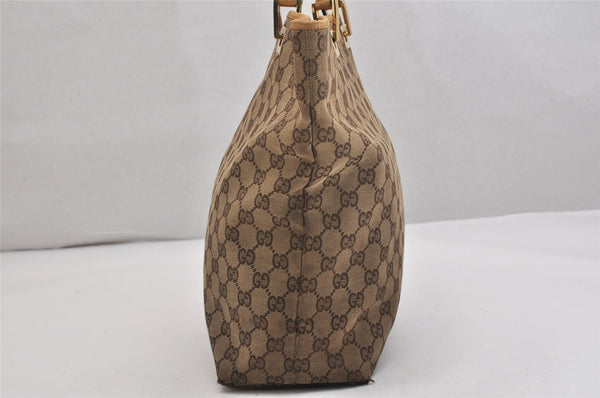 Authentic GUCCI Shoulder Tote Bag GG Canvas Leather 0021098 Brown Junk 1595K