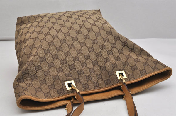 Authentic GUCCI Shoulder Tote Bag GG Canvas Leather 0021098 Brown Junk 1595K
