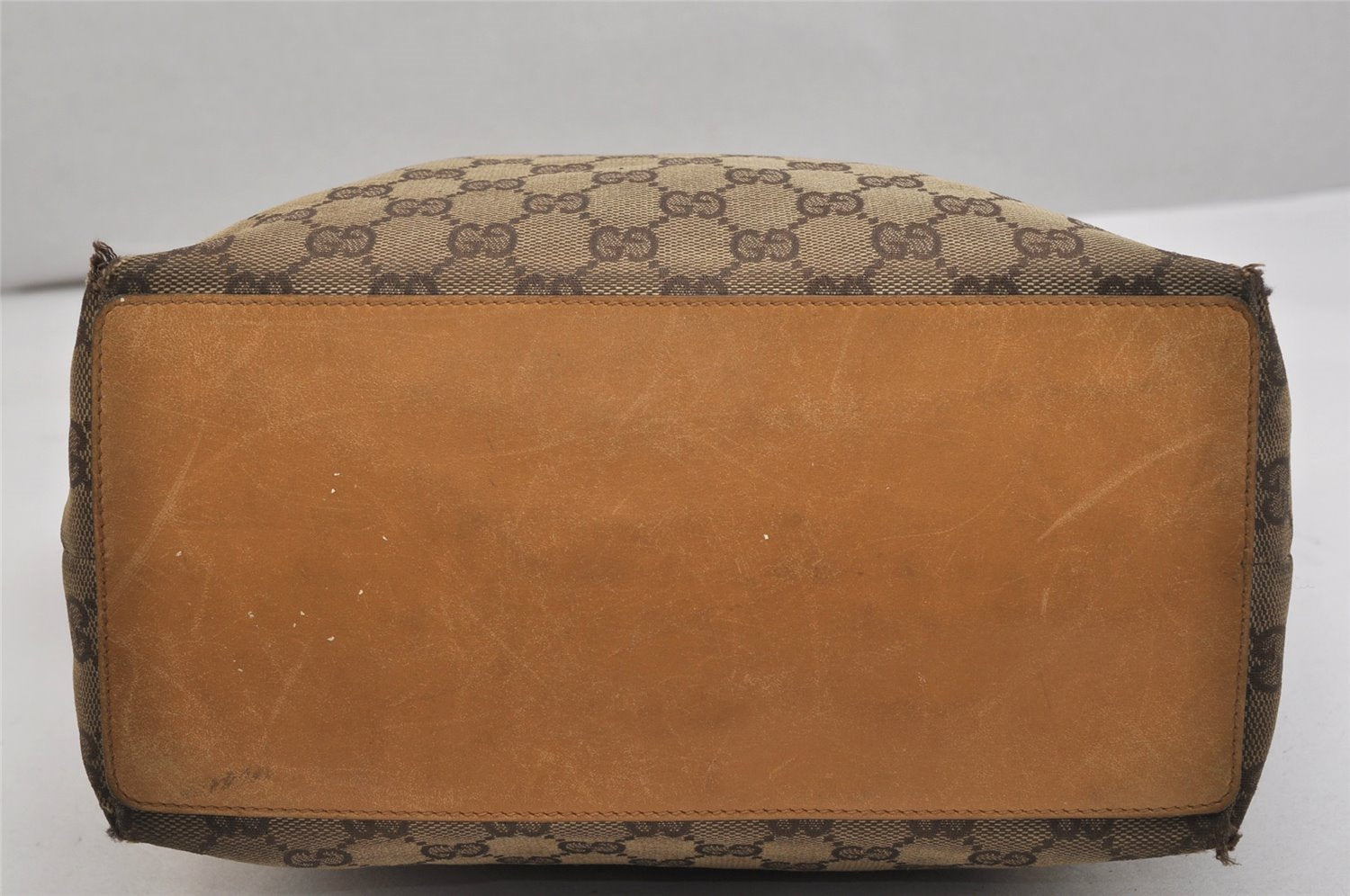 Authentic GUCCI Shoulder Tote Bag GG Canvas Leather 0021098 Brown Junk 1595K