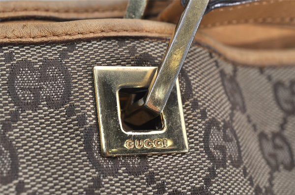 Authentic GUCCI Shoulder Tote Bag GG Canvas Leather 0021098 Brown Junk 1595K