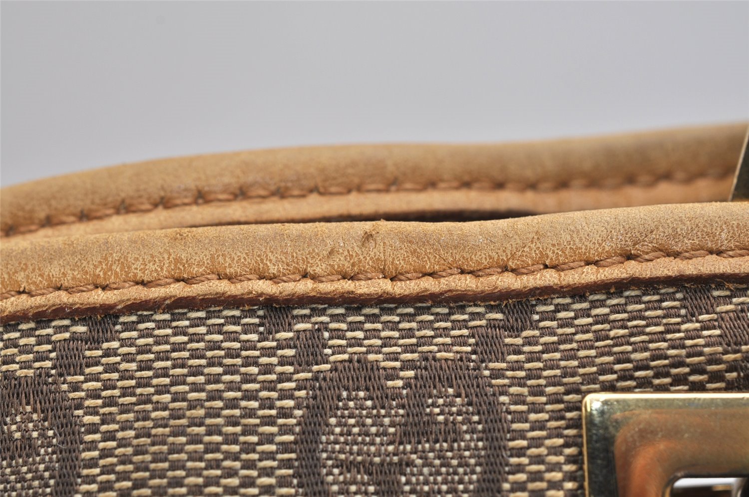 Authentic GUCCI Shoulder Tote Bag GG Canvas Leather 0021098 Brown Junk 1595K