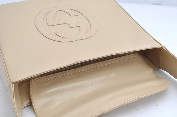 Authentic GUCCI Vintage Shoulder Bag Purse Enamel White Cream Junk 1596K