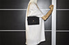 Authentic CHANEL Cotton Calf Matelasse Chain Shoulder Bag Purse Black CC 1597I