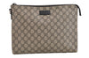 Authentic GUCCI Vintage Clutch Hand Bag Purse GG PVC Leather 523293 Brown 1600J