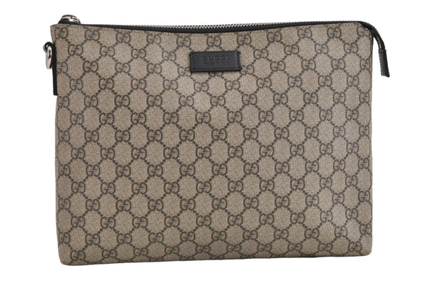 Authentic GUCCI Vintage Clutch Hand Bag Purse GG PVC Leather 523293 Brown 1600J