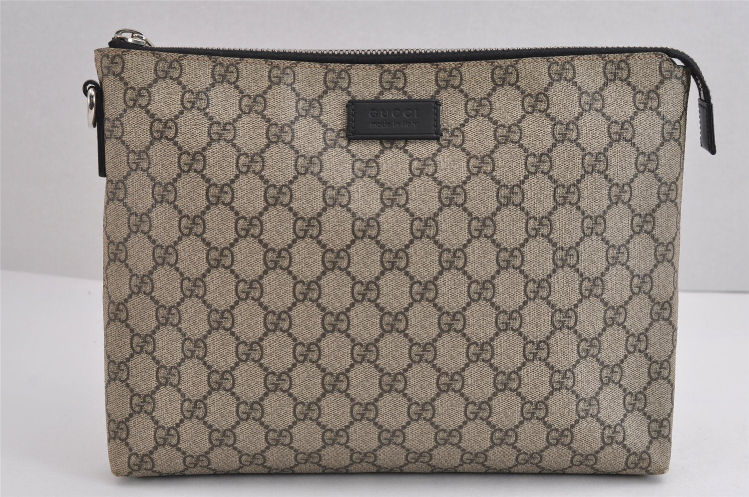 Authentic GUCCI Vintage Clutch Hand Bag Purse GG PVC Leather 523293 Brown 1600J