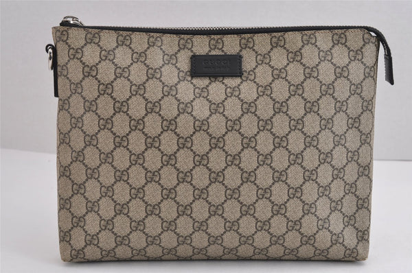 Authentic GUCCI Vintage Clutch Hand Bag Purse GG PVC Leather 523293 Brown 1600J