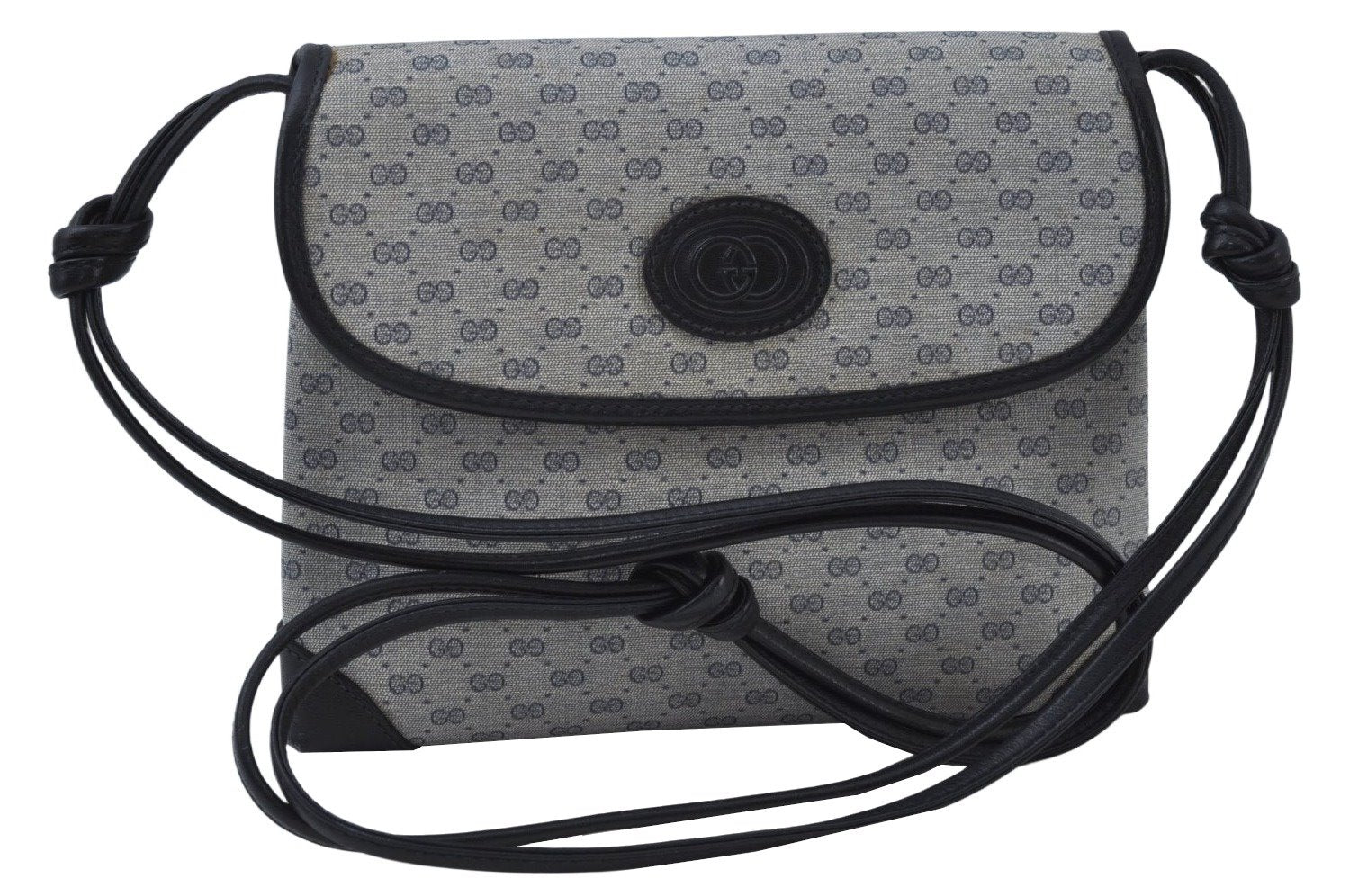 Authentic GUCCI Micro GG PVC Leather Shoulder Crossbody Bag Navy Blue Junk 1601J