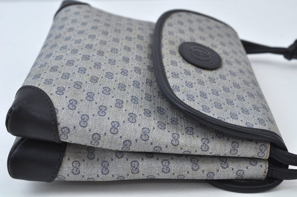 Authentic GUCCI Micro GG PVC Leather Shoulder Crossbody Bag Navy Blue Junk 1601J