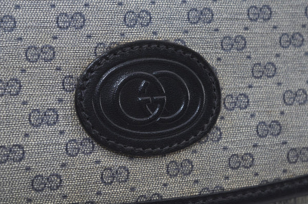 Authentic GUCCI Micro GG PVC Leather Shoulder Crossbody Bag Navy Blue Junk 1601J