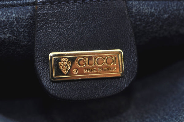 Authentic GUCCI Micro GG PVC Leather Shoulder Crossbody Bag Navy Blue Junk 1601J