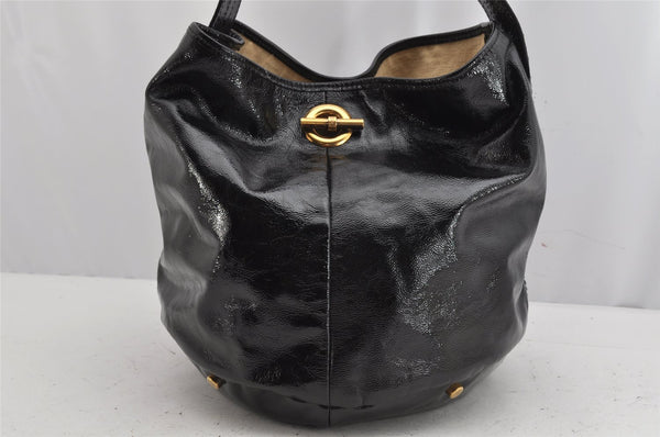 Authentic YVES SAINT LAURENT Capri Shoulder Hand Bag Enamel 191845 Black 1601K