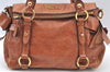 Authentic MIU MIU Ribbon Leather 2Way Shoulder Hand Bag Purse Brown 1602J