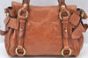 Authentic MIU MIU Ribbon Leather 2Way Shoulder Hand Bag Purse Brown 1602J