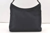 Authentic Salvatore Ferragamo Vara Chain Shoulder Bag Nylon Leather Navy 1602K