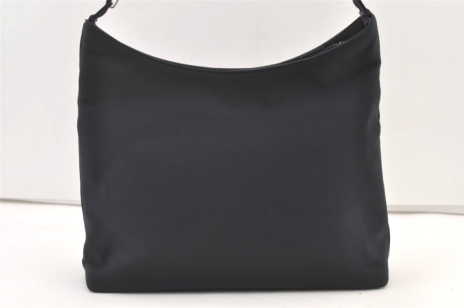 Authentic Salvatore Ferragamo Vara Chain Shoulder Bag Nylon Leather Navy 1602K