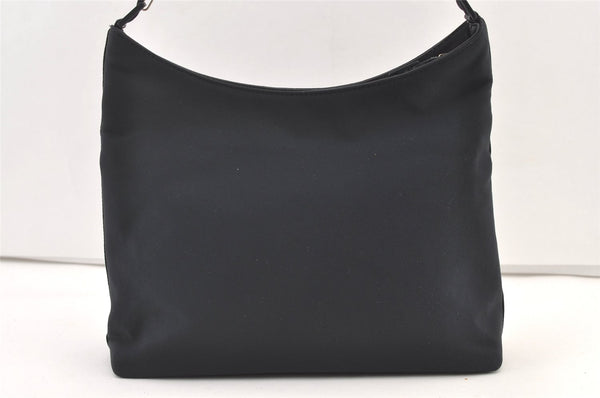 Authentic Salvatore Ferragamo Vara Chain Shoulder Bag Nylon Leather Navy 1602K