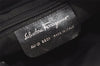 Authentic Salvatore Ferragamo Vara Chain Shoulder Bag Nylon Leather Navy 1602K