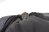 Authentic Salvatore Ferragamo Vara Chain Shoulder Bag Nylon Leather Navy 1602K