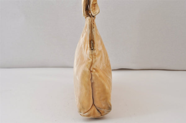 Authentic PRADA Vintage Velour Shoulder Hand Bag Purse Beige 1603K