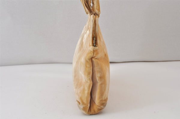 Authentic PRADA Vintage Velour Shoulder Hand Bag Purse Beige 1603K