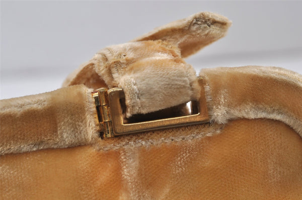 Authentic PRADA Vintage Velour Shoulder Hand Bag Purse Beige 1603K