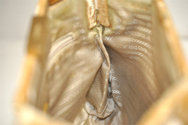 Authentic PRADA Vintage Velour Shoulder Hand Bag Purse Beige 1603K