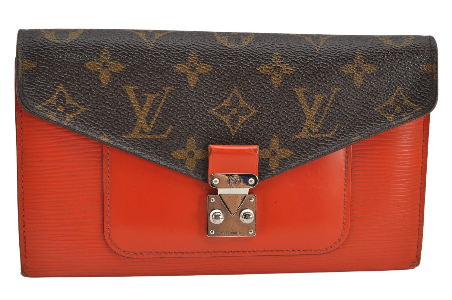 Authentic Louis Vuitton Monogram Epi Portefeuille Marie Rose Wallet Orange 1604K