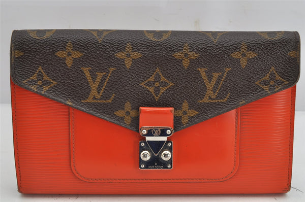 Authentic Louis Vuitton Monogram Epi Portefeuille Marie Rose Wallet Orange 1604K