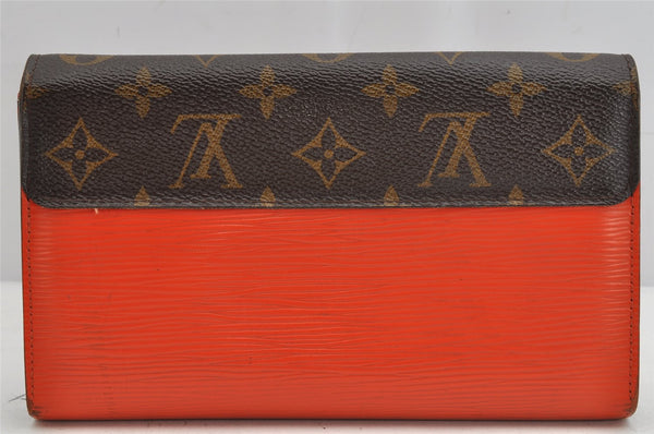 Authentic Louis Vuitton Monogram Epi Portefeuille Marie Rose Wallet Orange 1604K