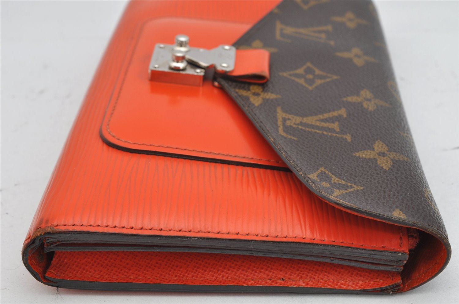 Authentic Louis Vuitton Monogram Epi Portefeuille Marie Rose Wallet Orange 1604K