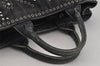 Authentic PRADA Canapa SS Bijou Denim 2Way Shoulder Hand Bag Black 1605J