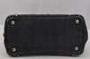 Authentic PRADA Canapa SS Bijou Denim 2Way Shoulder Hand Bag Black 1605J