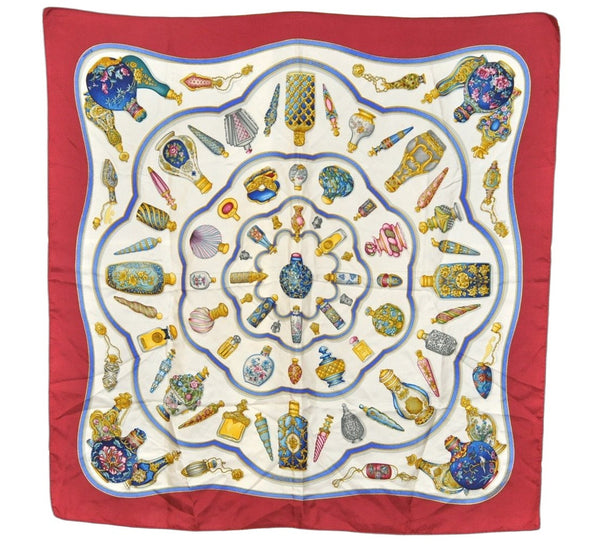 Authentic HERMES Carre 90 Scarf "Qu' importe le flacon..." Silk Bordeaux  1605K