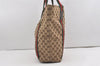 Authentic GUCCI Web Sherry Line Tote Bag GG Canvas Leather 189669 Brown 1606J