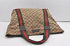 Authentic GUCCI Web Sherry Line Tote Bag GG Canvas Leather 189669 Brown 1606J