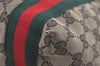 Authentic GUCCI Web Sherry Line Tote Bag GG Canvas Leather 189669 Brown 1606J