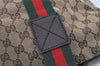 Authentic GUCCI Web Sherry Line Tote Bag GG Canvas Leather 189669 Brown 1606J