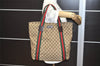 Authentic GUCCI Web Sherry Line Tote Bag GG Canvas Leather 189669 Brown 1606J