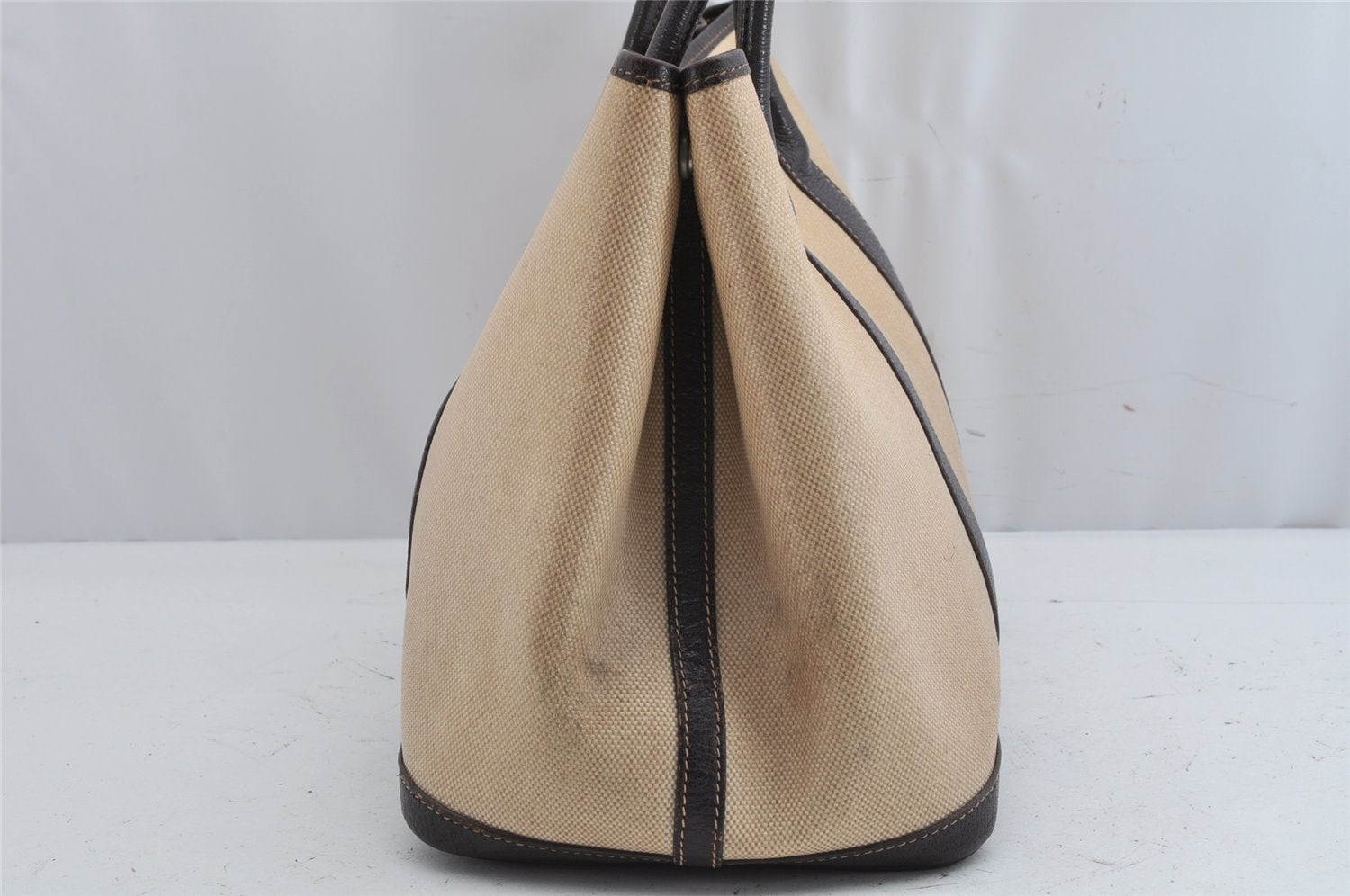 Authentic HERMES Garden Party PM Tote Hand Bag Leather Beige Brown 1606K