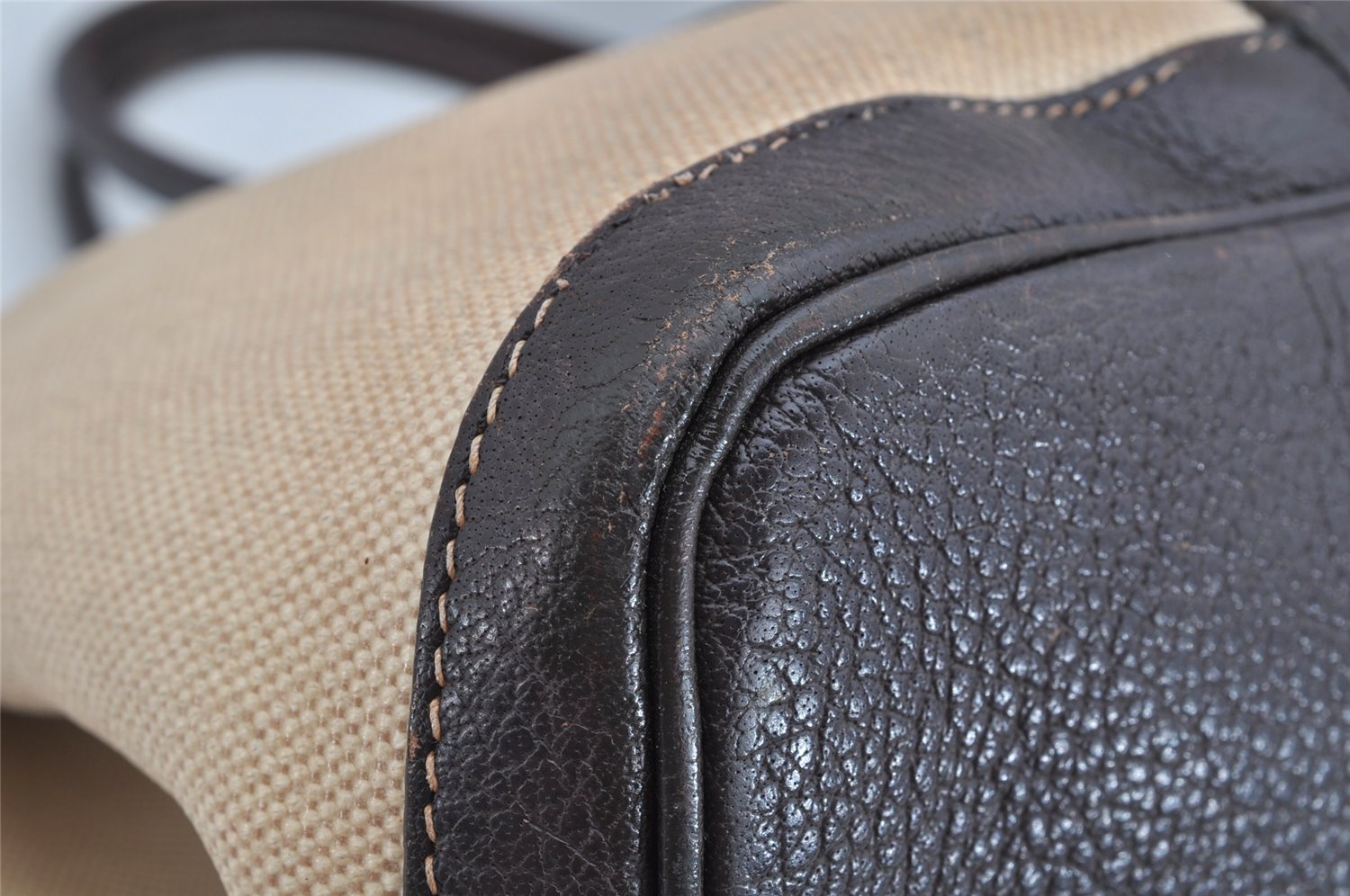 Authentic HERMES Garden Party PM Tote Hand Bag Leather Beige Brown 1606K