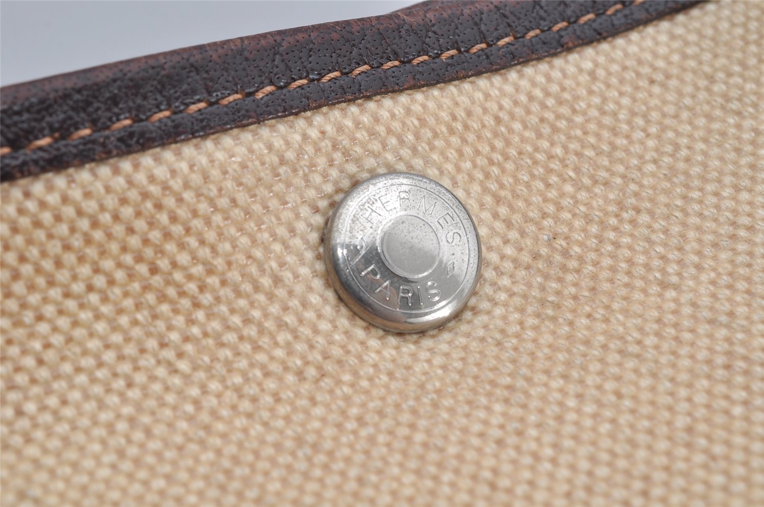 Authentic HERMES Garden Party PM Tote Hand Bag Leather Beige Brown 1606K