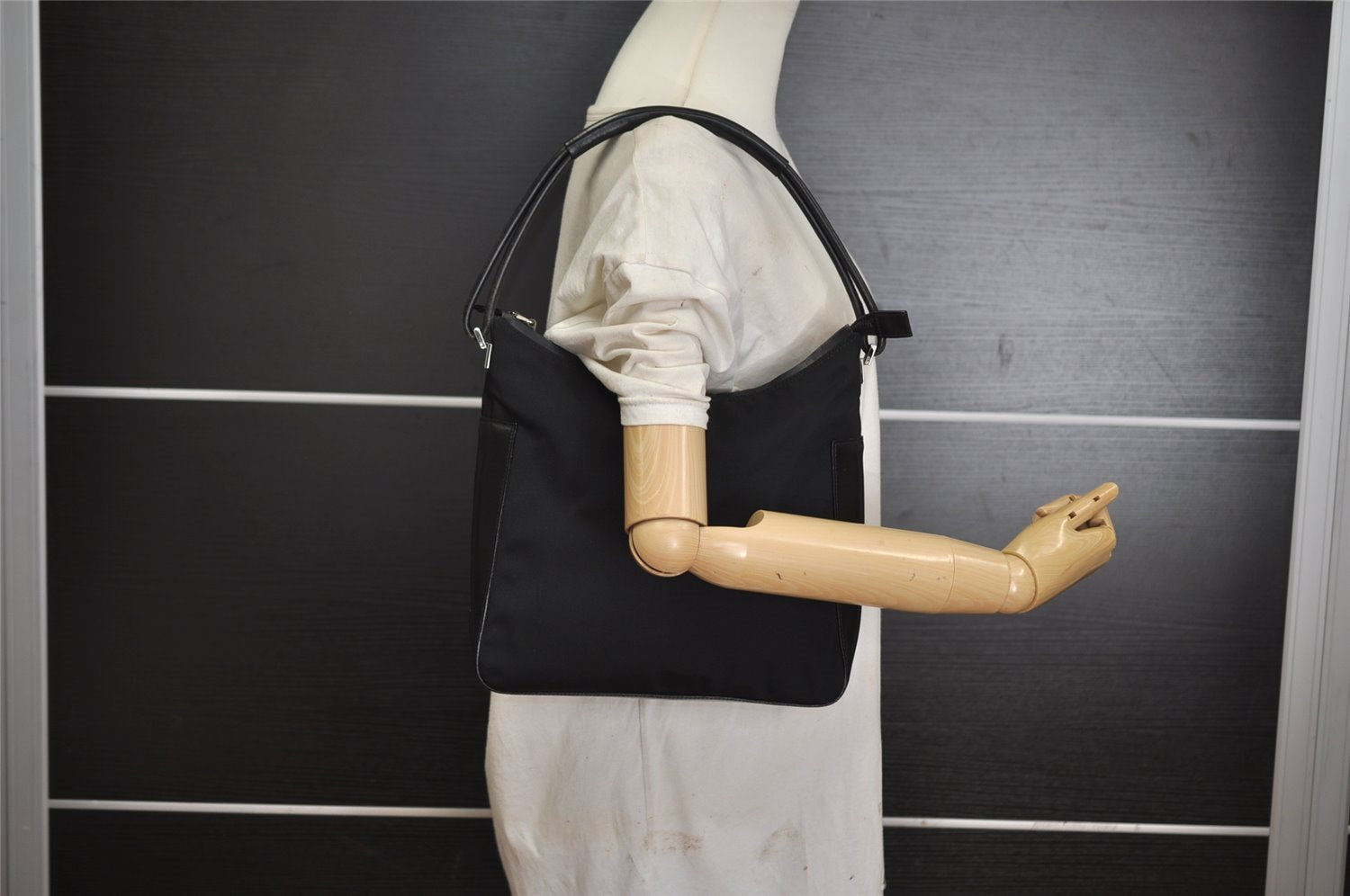 Authentic GUCCI Vintage Shoulder Bag Purse Nylon Leather 0013766 Black  1608I