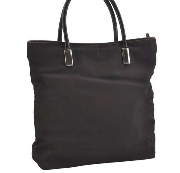 Authentic GUCCI Vintage Shoulder Tote Bag Nylon Leather Brown 1608J