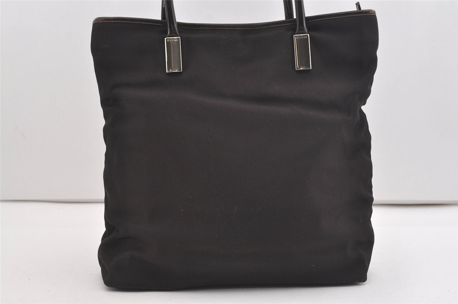 Authentic GUCCI Vintage Shoulder Tote Bag Nylon Leather Brown 1608J